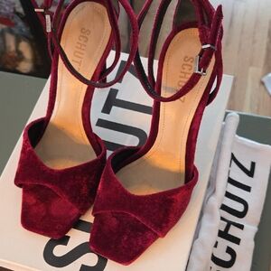 SCHUTZ Women's Burgundy Velvet Heels